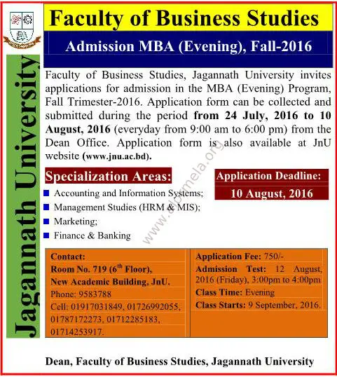 Jagannath University EMBA Admission Fall
