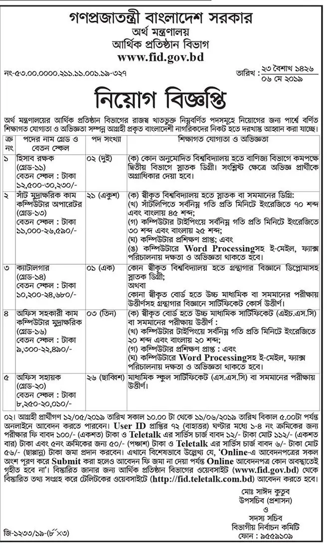 MOF Job Circular 2019