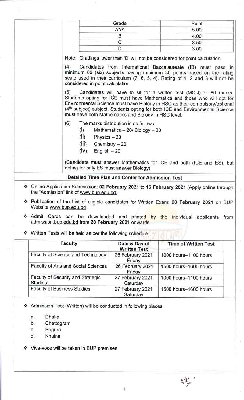 BUP Admission Notice 4