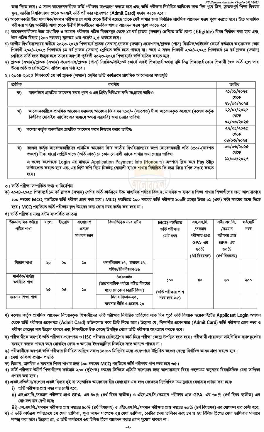 জাতীয় বিশ্ববিদ্যালয়ে অনার্স কোর্সে ভর্তি পরীক্ষার বিজ্ঞপ্তি ২০২৫