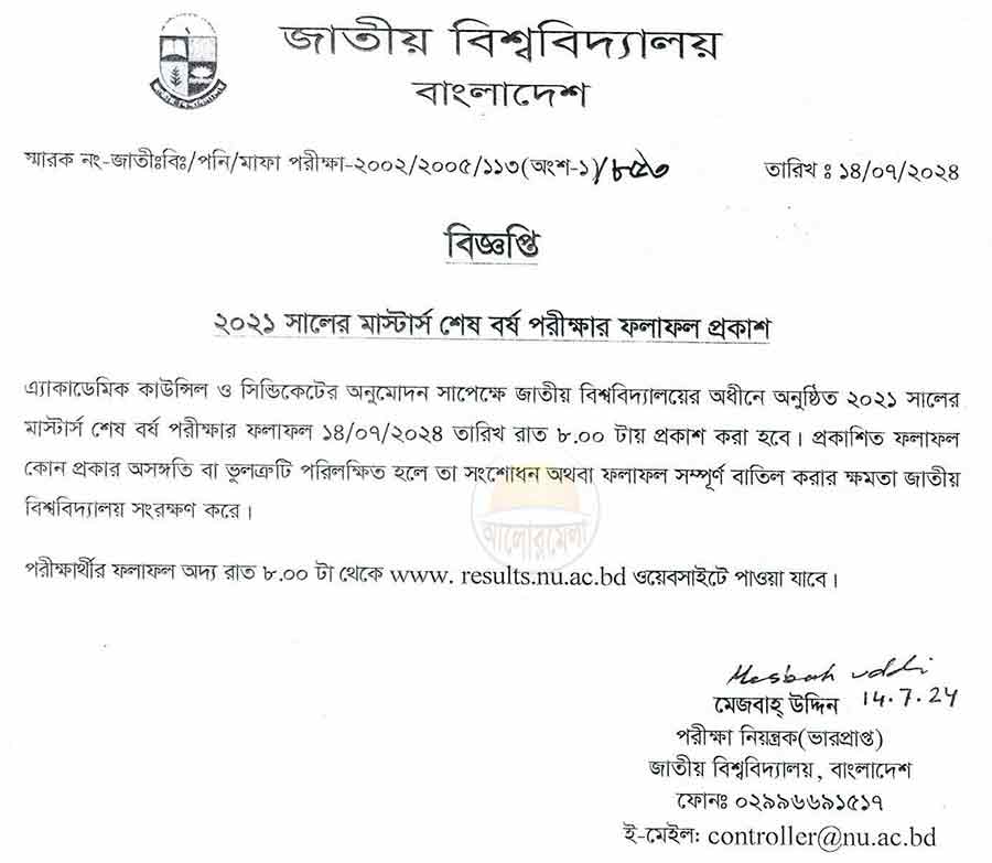 nu masters final exam result 2024